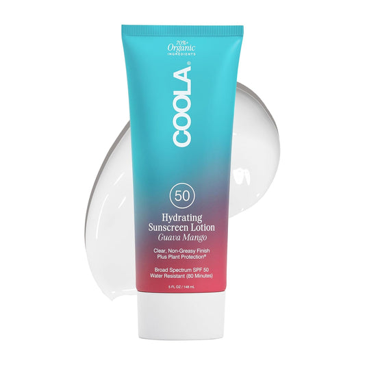 Organic Sunscreen SPF 50 Sunblock Body Lotion, Dermatologist Tested Skin Care for Daily Protection, Vegan and Gluten Free, Guava Mango