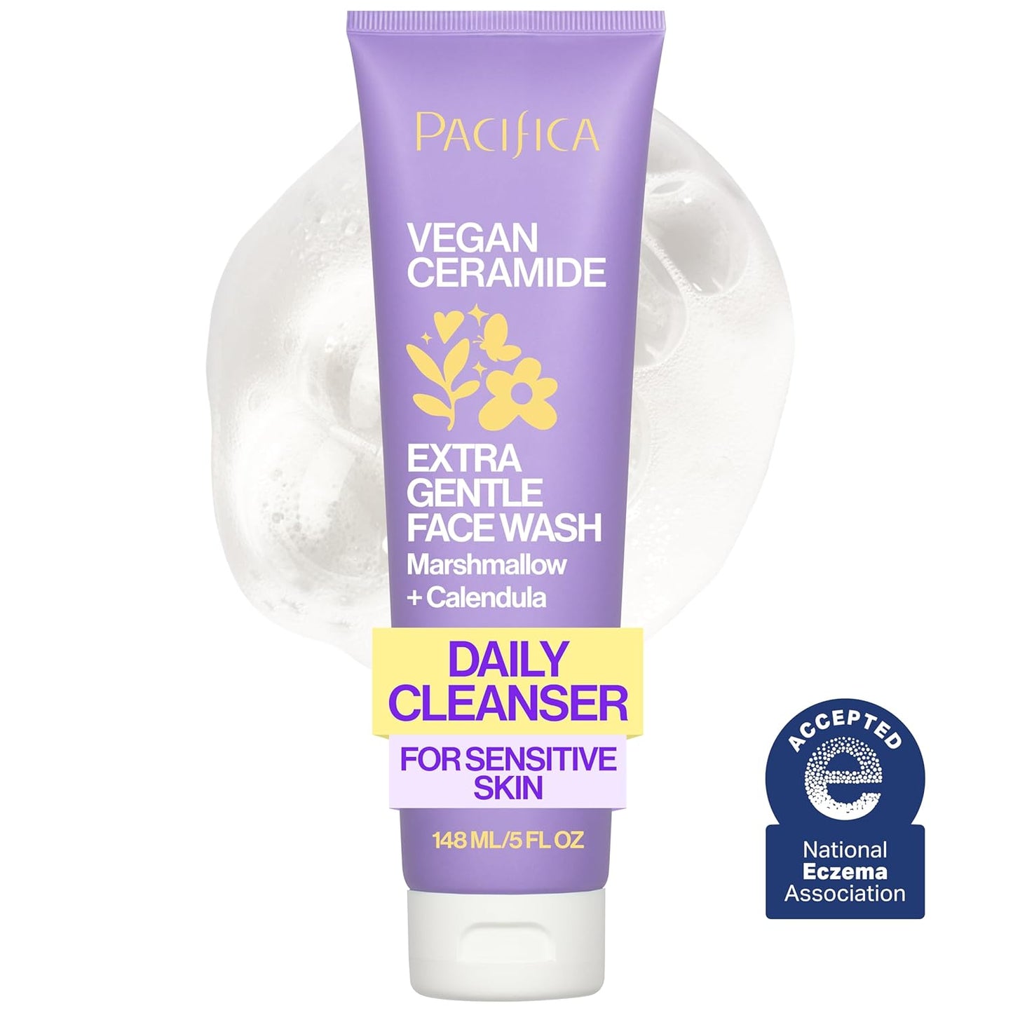 Face Wash Cleanser Vegan Ceramide Barrier Repair Extra Gentle for Daily Use Daily for Sensitive Skin, Fragrance Free, Calendula, Vegan & Cruelty-Free Dermatologist Tested