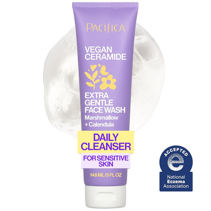 Face Wash Cleanser Vegan Ceramide Barrier Repair Extra Gentle for Daily Use Daily for Sensitive Skin, Fragrance Free, Calendula, Vegan & Cruelty-Free Dermatologist Tested