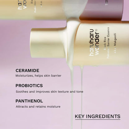 Wonder Black Rice Probiotics Barrier Essence 4.05 Fl. Oz., Essence Toner to Strengthen Skin Barrier with Ceramides, Fermented Ingredients, Soothing, Moisturizing, Plumping